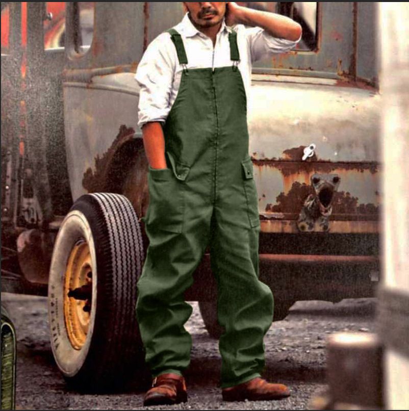 Man's clothing Vintage men's overalls Baggy plus size casual overalls_viptrois.com