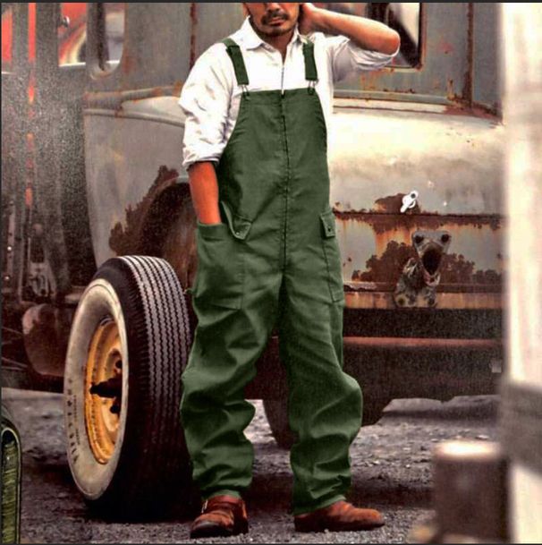 Man's clothing Vintage men's overalls Baggy plus size casual overalls_viptrois.com