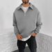 Men's Half-Zip Fleece Pullover Hoodie With Stand Collar, Lightweight Thermal Jacket For Fall & Winter, Casual Streetwear (Grey/Black/Khaki/Burgundy)_viptrois.com