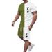 European And American Foreign Trade Summer New Trendy Simple 3D Printed Color-block Short-sleeve T-shirt Set, Men's_viptrois.com