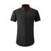 "Men's Slim Fit Casual Shirt With Contrast Red Shoulder Design - Breathable Cotton Blend Fabric For Everyday Style"_viptrois.com