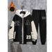 Men's Casual Baseball Jacket & Pants Set - Trendy Two-Piece Streetwear Outfit For Youth - Breathable Polyester Blend - Black/Red/Brown/Green (S-2XL)_viptrois.com