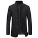 Men's Wool Blend Stand Collar Overcoat - Business Casual Winter Coat With Cotton Lining, Wrinkle-Free & Multi-Pocket Design_viptrois.com
