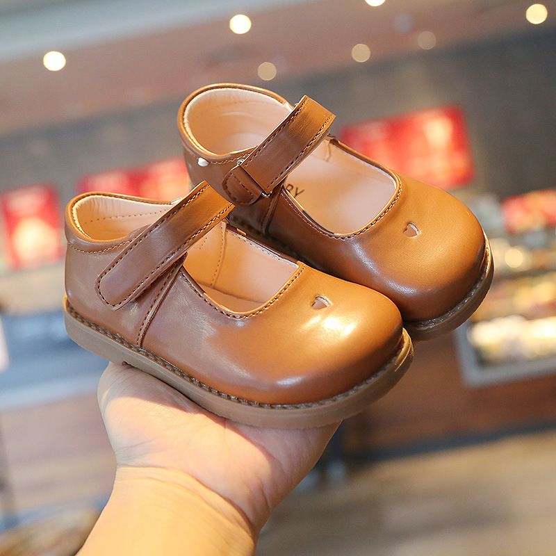Children's Retro Leather Shoes, Small And Medium Children's Velcro Single Shoes, 2022 Spring New Girls' Princess Shoes, Black Children's Shoes Trend_viptrois.com