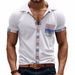 Men's Clothing Loose Casual Contrast Color Shirt Short Sleeve Shirt_viptrois.com