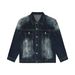 Men's Clothing Retro Distressed Denim Suit Jacket Washed Loose Straight Trousers_viptrois.com