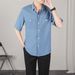 Men's Clothing Solid Color Summer Versatile Shirt Five Point Sleeves_viptrois.com