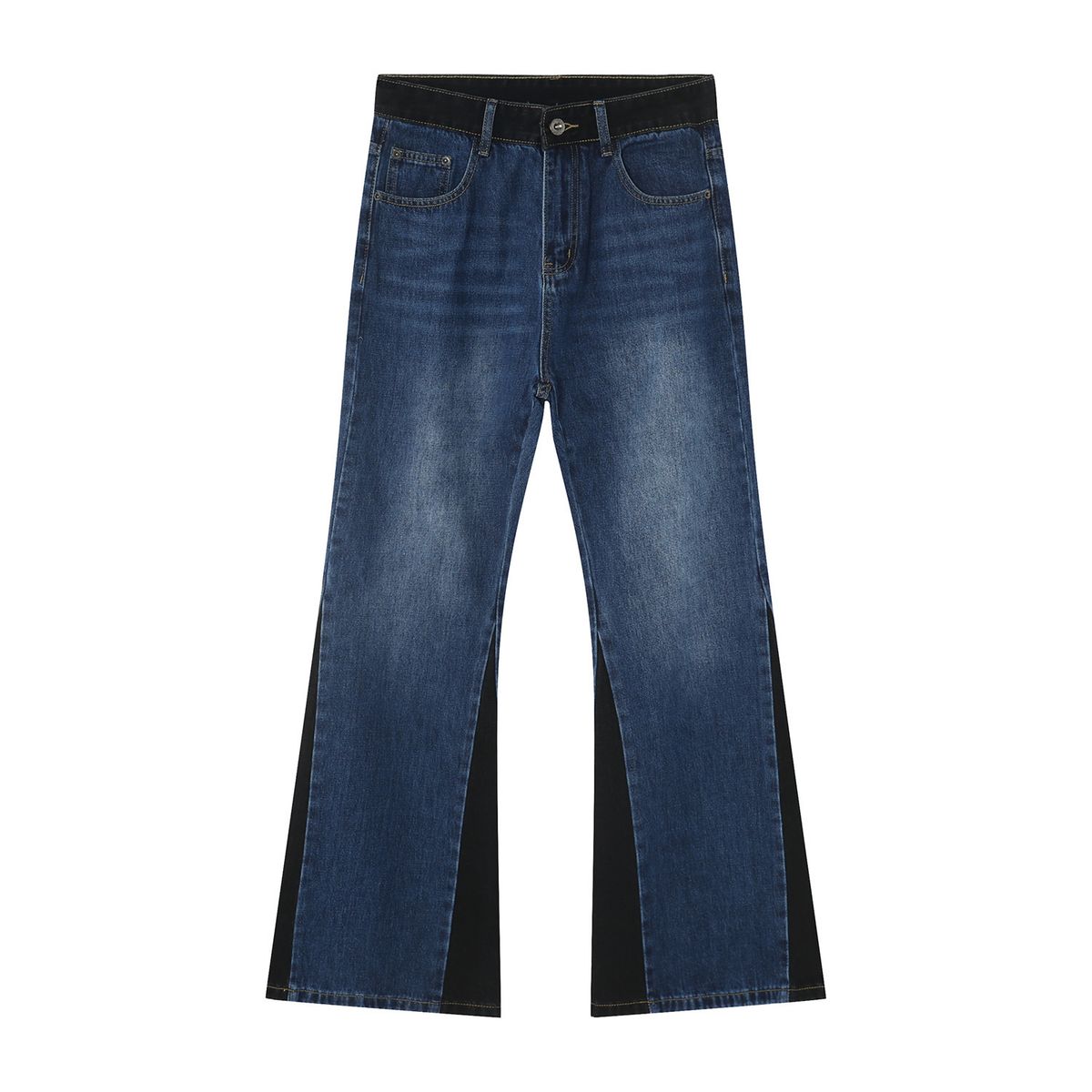 Men's Clothing Retro Color Contrast Splicing Flared Pants Denim Jacket Jacket Suit Trendy_viptrois.com