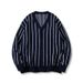 Men's Clothing Sweater Casual Striped Knit Cardigan Single Breasted Men's Autumn Striped Jacquard Knit Cardigan - Relaxed Fit V-Neck Button-Up Sweater_viptrois.com
