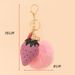 Bag Charm Hot Drilling Strawberry Heart Shaped Keychain Ladies Luggage Fur Ball Tassel Pendant Fashion Rhinestone Pendant Small Gift_viptrois.com