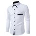 Men's Clothing Color Matching Business Slim Casual Shirt Contrast Color Long Sleeved Shirt Cardigan_viptrois.com