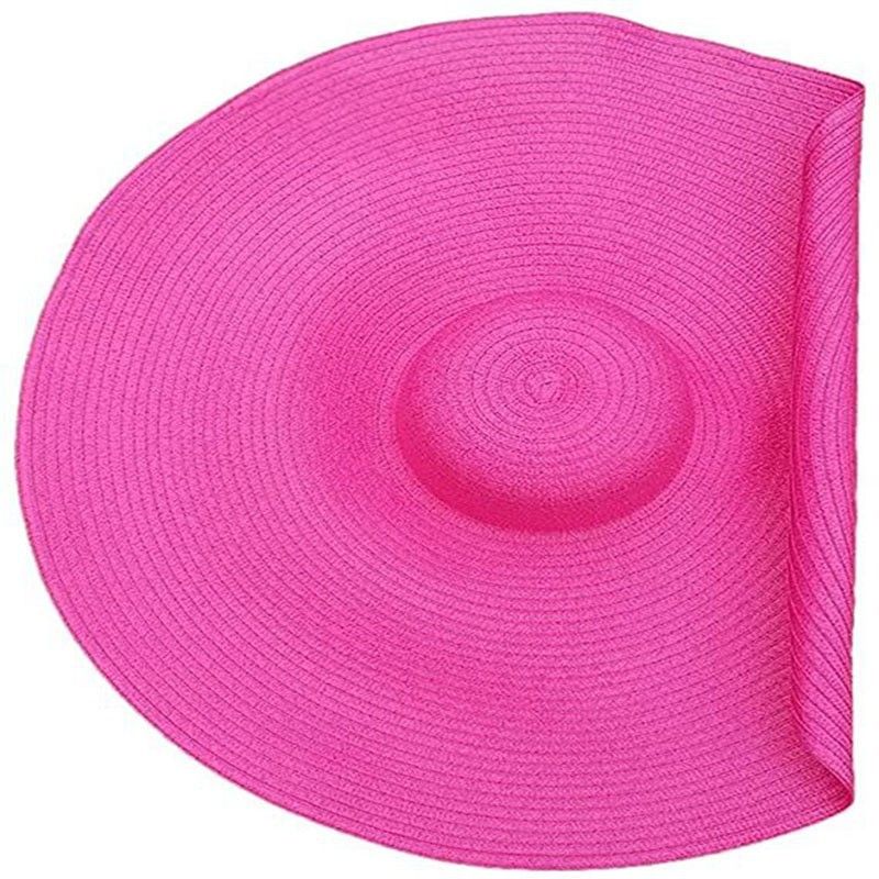 Women's beach straw fashionable oversized wide brimmed hat, summer handmade curled edge soft fur sun hat_viptrois.com