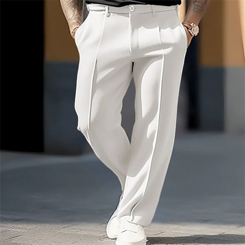 Men's Clothing Men's Straight Leg Business Suit Trousers, Loose Casual Drape Suit Trousers_viptrois.com