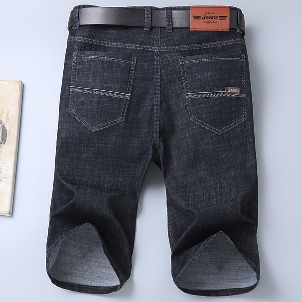 Summer Thin Denim Shorts For Men, Business Loose Straight Casual Stretch Men's Five-Point Pants, Breathable And Cool_viptrois.com