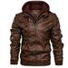 Men's Clothing Imitation Leather Jacket With Hood PU Leather Hooded Jacket – Punk-Inspired Biker Style Coat For Fall & Winter (Grey, Brown, Black)_viptrois.com