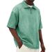 Men's Washed Cotton Long Sleeve Zip-Up Stand Collar T-Shirt – Summer Casual & Stylish Polo Shirt_viptrois.com