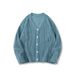 Men's Clothing Striped Solid Color Sweater Autumn/winter Style Lazy Style, Versatile Retro Striped Knit Cardigan - Unisex Oversized Sweater (Blue)_viptrois.com