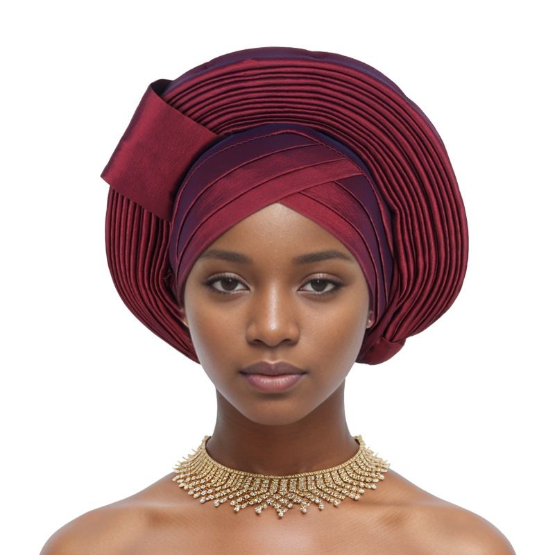 Hot sale Nigerian wedding elegant adjustable multi layered African hat with hood_viptrois.com