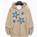 Men's Clothing Men's Star Print Zip-Up Hoodie - Casual Fleece-Lined Jacket With Contrast Stitching Fashion Trends_viptrois.com