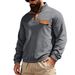 Cross-border Autumn And Winter Men's Loose American Heavy Ami Kaji Tooling Outdoor Henry Stand-up Collar Contrasting Color Buckle Sweater_viptrois.com