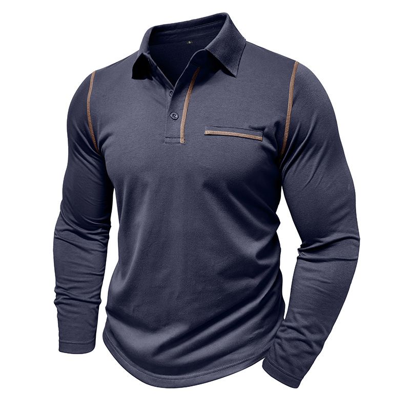 Men's Clothing Autumn And Winter Men's Long Sleeved Polo Shirt Men's Lapel T Shirt Polo Suit Men_viptrois.com