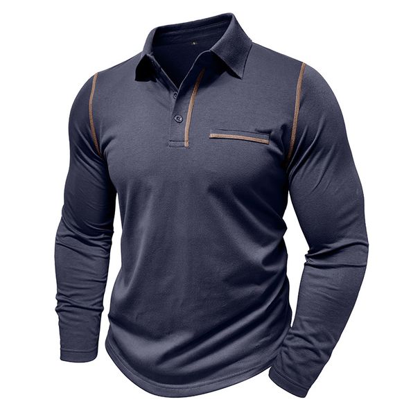 Men's Clothing Autumn And Winter Men's Long Sleeved Polo Shirt Men's Lapel T Shirt Polo Suit Men_viptrois.com