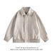 American Street Maillard Wear Leather Jacket Women's Retro High End Loose Couple Lapel PU Leather Jacket_viptrois.com