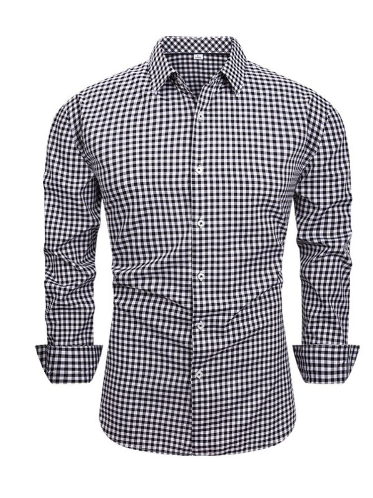 K New Elastic Casual Plaid Shirt Retro Shirt For Men_viptrois.com