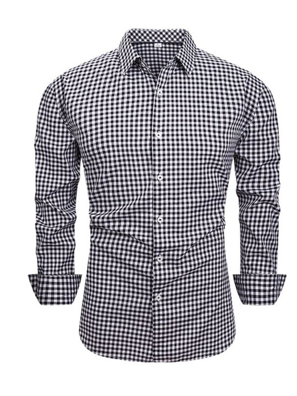 K New Elastic Casual Plaid Shirt Retro Shirt For Men_viptrois.com