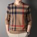 2025 Men's Autumn New Sweater, Trendy Striped Base Shirt For Middle-aged And Young People, Round Neck Slim Fit_viptrois.com
