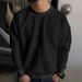 Men's Jacquard Knit Sweater – Heavyweight Geometric Crewneck Pullover (Black/Grey/Khaki) – Breathable Polyester Blend For Smart Casual Wear_viptrois.com