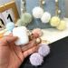 Bag Charm Cute Pearl Keychain Small Fresh Candy Plush Ball Bag Pendant Car Key Chain Earphone Cover Pendant Accessories_viptrois.com