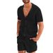 Men's Clothing Summer Suit Hollow Knitted Sweater Men's Casual Lapel T-Shirt Men's Sports Suit_viptrois.com