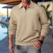 Men's Heavyweight Jacquard Long Sleeve Collared Zipper Sweatshirt Casual Loose Fit Autumn/Winter American Retro Style_viptrois.com