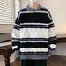 Autumn And Winter Color Blocked Men, Trendy Brand Knitted Round Neck Sweater For Teenagers, Thick Bottom Warm Thread_viptrois.com