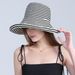 Summer Contrast Color Striped Big Brim Fisherman Hat Japanese Style Foldable Sun Hat Female Outdoor Fashion Sun Hat_viptrois.com
