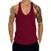 2025 New Basketball Training Muscle Fitness Vest For Men, Pure Color Sleeveless Bodybuilding I-back Vest_viptrois.com