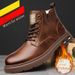 Men's Casual Work Boots - Breathable PU Leather Mid-Calf Martin Boots With Round Toe & Stitching Details (Black/Brown, Regular & Fleece-Lined)_viptrois.com