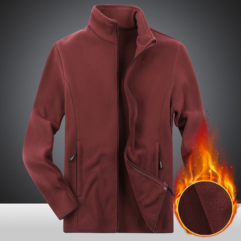 Men's Clothing Men's Fleece Jacket Autumn And Winter Plus Velvet Warm Polar Fleece Top Men's Outdoor Warm Stand Collar Casual Jacket Women_viptrois.com