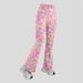 Mother & Kids INS Girl Streetwear Sports Knitted High Waist Marble Print Flared Pants_viptrois.com