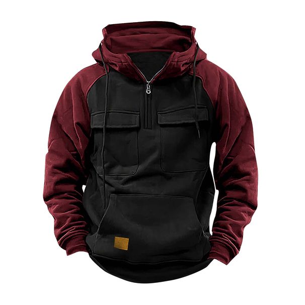 Men's Zipper Workwear Pullover Hoodie, Sports Running Outdoor Winter Jacket Hoodie, Sweatshirt Long-sleeved Hoodie_viptrois.com