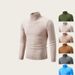 Men's Slim-Fit High Neck Knit Sweater – Minimalist Long-Sleeve Pullover For Casual & Layering_viptrois.com