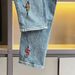 Men's Clothing Fashionable Embroidered Jeans High Street Slim Fit Slim Fit Embroidered Jeans - Stylish High Street Denim Pants With Artistic Details_viptrois.com
