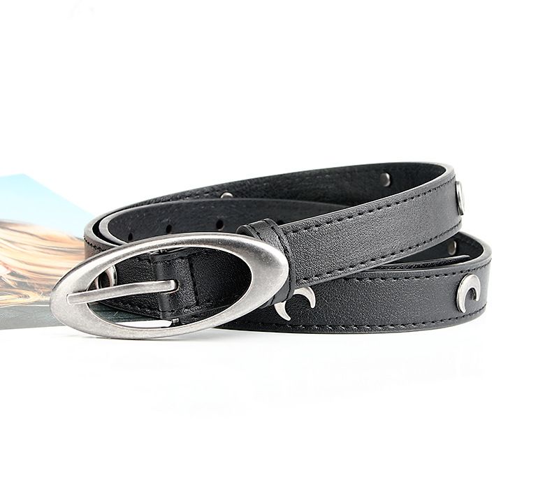 hot product retro black women's belt crescent moon star decorative belt women's fashion dress belt_viptrois.com