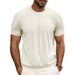 Men's Clothing Short Sleeved T Shirt Jacquard Sweater Round Neck Ribbed Pullover Top_viptrois.com