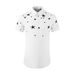 Men's Short-Sleeve Shirt – 3D Star Embroidery, Breathable Cotton, Slim Fit (White/Black)_viptrois.com