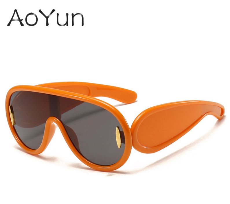 Ins Internet Celebrity Children's Sunglasses Personality Trendy Cool One Piece Children's Sunglasses Toad Frame Hip Hop Glasses_viptrois.com