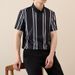 Summer Ice Silk Seamless Short-sleeved Vertical Striped Polo Shirt Men's Business Casual Elastic Non-ironing Quick-drying Half-sleeved Lapel T-shirt_viptrois.com