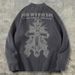Men's Clothing Neck Sweater With Retro Cross Print Knitted Oversized Streetwear Sweater With Cross Print - Trendy Unisex Knit Cardigan For Men & Women_viptrois.com