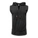 New Large Size Summer Thin Men's Casual Hooded Solid Color Lace-up Sleeveless Vest_viptrois.com